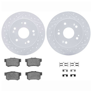 Dynamic Friction 2712-59041 - Rear Brake Kit - Geoperformance Coated Drilled and Slotted Brake Rotor and Active Performance 309 Brake Pads