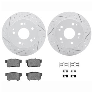 Dynamic Friction 2712-59052 - Rear Brake Kit - Geoperformance Coated Drilled and Slotted Brake Rotor and Active Performance 309 Brake Pads