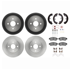Dynamic Friction 6514-76272 - Front and Rear Brake Kit - Rotors with 5000 Advanced Brake Pads includes Drums