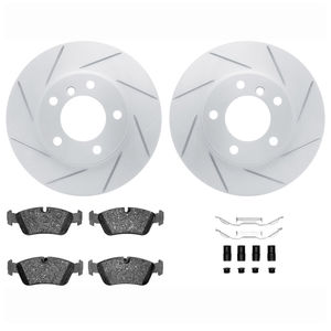 Dynamic Friction 2712-31019 - Front Brake Kit - Slotted Coated Carbon Alloy Brake Rotor and Active Performance 309 Brake Pads