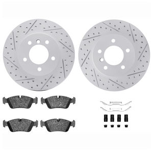 Dynamic Friction 2712-31058 - Front Brake Kit - Geoperformance Coated Drilled and Slotted Brake Rotor and Active Performance 309 Brake Pads