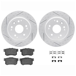 Dynamic Friction 2712-58002 - Rear Brake Kit - Geoperformance Coated Drilled and Slotted Brake Rotor and Active Performance 309 Brake Pads