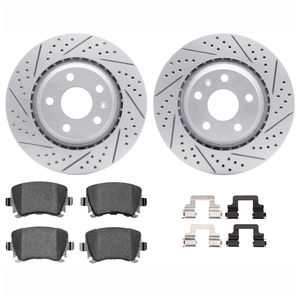 Dynamic Friction 2712-73095 - Rear Brake Kit - Geoperformance Coated Drilled and Slotted Brake Rotor and Active Performance 309 Brake Pads