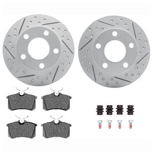 Dynamic Friction 2712-74016 - Rear Brake Kit - Geoperformance Coated Drilled and Slotted Brake Rotor and Active Performance 309 Brake Pads