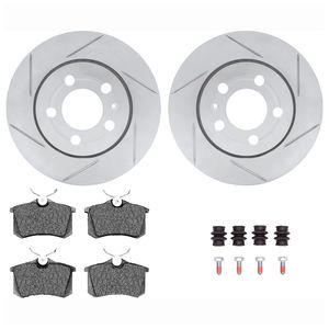 Dynamic Friction 2712-74039 - Rear Brake Kit - Slotted Coated Carbon Alloy Brake Rotor and Active Performance 309 Brake Pads