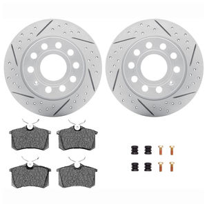 Dynamic Friction 2712-74074 - Rear Brake Kit - Geoperformance Coated Drilled and Slotted Brake Rotor and Active Performance 309 Brake Pads
