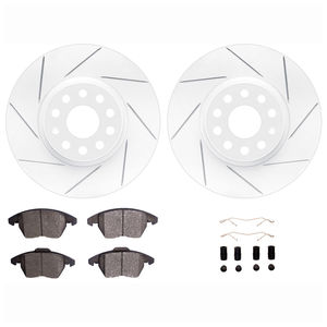 Dynamic Friction 2712-74099 - Front Brake Kit - Slotted Coated Carbon Alloy Brake Rotor and Active Performance 309 Brake Pads