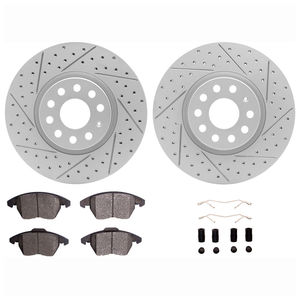 Dynamic Friction 2712-74101 - Front Brake Kit - Geoperformance Coated Drilled and Slotted Brake Rotor and Active Performance 309 Brake Pads
