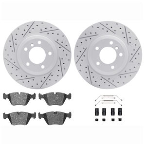 Dynamic Friction 2712-31064 - Front Brake Kit - Geoperformance Coated Drilled and Slotted Brake Rotor and Active Performance 309 Brake Pads
