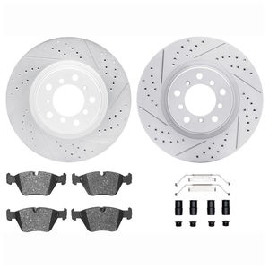 Dynamic Friction 2712-31085 - Front Brake Kit - Geoperformance Coated Drilled and Slotted Brake Rotor and Active Performance 309 Brake Pads