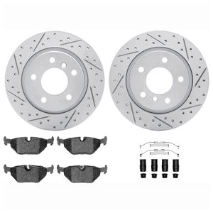 Dynamic Friction 2712-31101 - Rear Brake Kit - Geoperformance Coated Drilled and Slotted Brake Rotor and Active Performance 309 Brake Pads