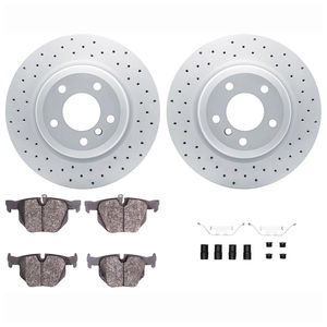 Dynamic Friction 2712-31127 - Rear Brake Kit - Drilled Coated Carbon Alloy Brake Rotor and Active Performance 309 Brake Pads