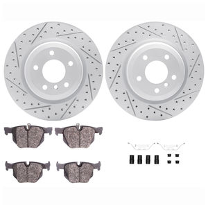 Dynamic Friction 2712-31128 - Rear Brake Kit - Geoperformance Coated Drilled and Slotted Brake Rotor and Active Performance 309 Brake Pads