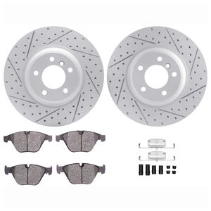 Dynamic Friction 2712-31140 - Front Brake Kit - Geoperformance Coated Drilled and Slotted Brake Rotor and Active Performance 309 Brake Pads