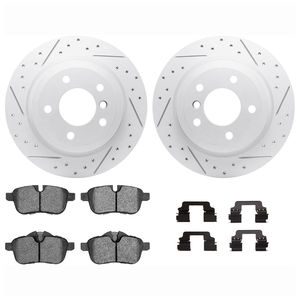 Dynamic Friction 2712-31170 - Rear Brake Kit - Geoperformance Coated Drilled and Slotted Brake Rotor and Active Performance 309 Brake Pads