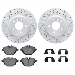 Dynamic Friction 2712-31184 - Rear Brake Kit - Geoperformance Coated Drilled and Slotted Brake Rotor and Active Performance 309 Brake Pads