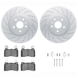 Dynamic Friction 2712-45012 - Front Brake Kit - Drilled Coated Carbon Alloy Brake Rotor and Active Performance 309 Brake Pads