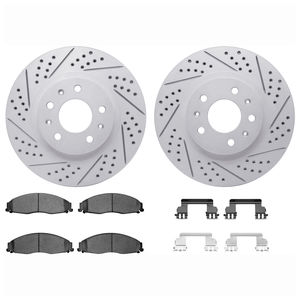 Dynamic Friction 2712-46010 - Front Brake Kit - Geoperformance Coated Drilled and Slotted Brake Rotor and Active Performance 309 Brake Pads