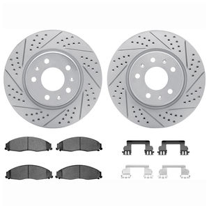 Dynamic Friction 2712-46013 - Front Brake Kit - Geoperformance Coated Drilled and Slotted Brake Rotor and Active Performance 309 Brake Pads