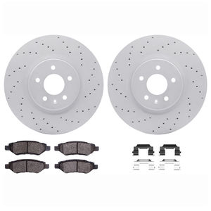 Dynamic Friction 2712-46040 - Rear Brake Kit - Drilled Coated Carbon Alloy Brake Rotor and Active Performance 309 Brake Pads