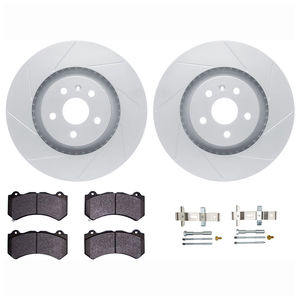 Dynamic Friction 2712-46048 - Front Brake Kit - Slotted Coated Carbon Alloy Brake Rotor and Active Performance 309 Brake Pads