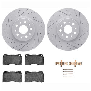 Dynamic Friction 2712-46061 - Front Brake Kit - Geoperformance Coated Drilled and Slotted Brake Rotor and Active Performance 309 Brake Pads