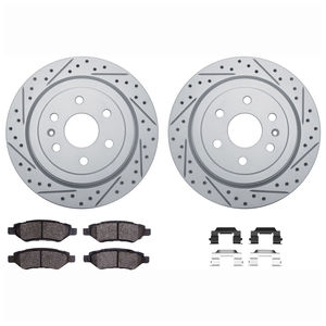 Dynamic Friction 2712-46094 - Rear Brake Kit - Geoperformance Coated Drilled and Slotted Brake Rotor and Active Performance 309 Brake Pads
