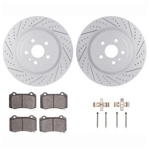 Dynamic Friction 2712-47038 - Rear Brake Kit - Geoperformance Coated Drilled and Slotted Brake Rotor and Active Performance 309 Brake Pads