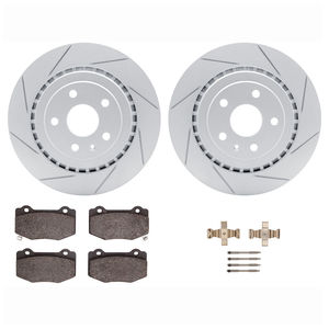 Dynamic Friction 2712-47046 - Rear Brake Kit - Slotted Coated Carbon Alloy Brake Rotor and Active Performance 309 Brake Pads