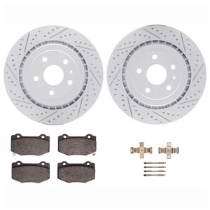 Dynamic Friction 2712-47047 - Rear Brake Kit - Geoperformance Coated Drilled and Slotted Brake Rotor and Active Performance 309 Brake Pads