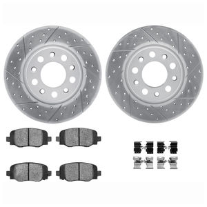 Dynamic Friction 2712-42014 - Rear Brake Kit - Geoperformance Coated Drilled and Slotted Brake Rotor and Active Performance 309 Brake Pads