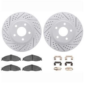 Dynamic Friction 2712-45001 - Front Brake Kit - Geoperformance Coated Drilled and Slotted Brake Rotor and Active Performance 309 Brake Pads