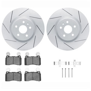 Dynamic Friction 2712-45007 - Front Brake Kit - Slotted Coated Carbon Alloy Brake Rotor and Active Performance 309 Brake Pads