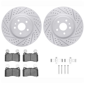 Dynamic Friction 2712-45011 - Front Brake Kit - Geoperformance Coated Drilled and Slotted Brake Rotor and Active Performance 309 Brake Pads