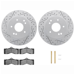 Dynamic Friction 2712-47002 - Front OR Rear Brake Kit - Geoperformance Coated Drilled and Slotted Brake Rotor and Active Performance 309 Brake Pads