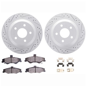 Dynamic Friction 2712-52001 - Rear Brake Kit - Geoperformance Coated Drilled and Slotted Brake Rotor and Active Performance 309 Brake Pads