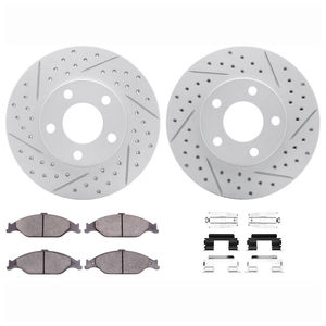 Dynamic Friction 2712-54010 - Front Brake Kit - Geoperformance Coated Drilled and Slotted Brake Rotor and Active Performance 309 Brake Pads