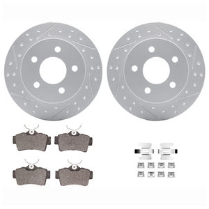 Dynamic Friction 2712-54014 - Rear Brake Kit - Geoperformance Coated Drilled and Slotted Brake Rotor and Active Performance 309 Brake Pads