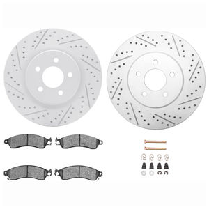 Dynamic Friction 2712-54017 - Front Brake Kit - Geoperformance Coated Drilled and Slotted Brake Rotor and Active Performance 309 Brake Pads