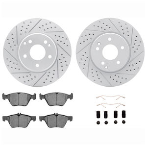 Dynamic Friction 2712-63036 - Front Brake Kit - Geoperformance Coated Drilled and Slotted Brake Rotor and Active Performance 309 Brake Pads