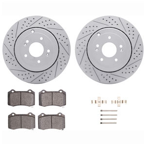 Dynamic Friction 2712-03010 - Rear Brake Kit - Geoperformance Coated Drilled and Slotted Brake Rotor and Active Performance 309 Brake Pads