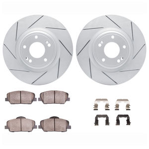 Dynamic Friction 2712-03015 - Front Brake Kit - Slotted Coated Carbon Alloy Brake Rotor and Active Performance 309 Brake Pads
