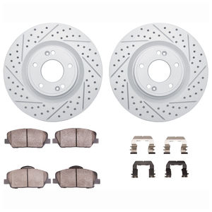 Dynamic Friction 2712-03016 - Front Brake Kit - Geoperformance Coated Drilled and Slotted Brake Rotor and Active Performance 309 Brake Pads