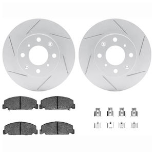Dynamic Friction 2712-59027 - Front Brake Kit - Slotted Coated Carbon Alloy Brake Rotor and Active Performance 309 Brake Pads