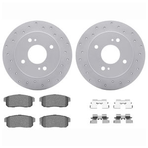 Dynamic Friction 2712-67017 - Rear Brake Kit - Drilled Coated Carbon Alloy Brake Rotor and Active Performance 309 Brake Pads