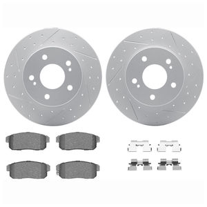 Dynamic Friction 2712-67023 - Rear Brake Kit - Geoperformance Coated Drilled and Slotted Brake Rotor and Active Performance 309 Brake Pads