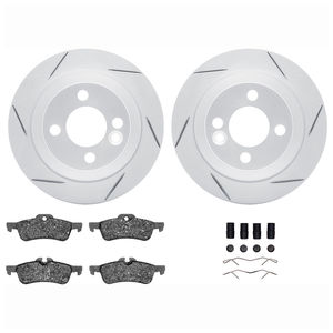 Dynamic Friction 2712-32006 - Rear Brake Kit - Slotted Coated Carbon Alloy Brake Rotor and Active Performance 309 Brake Pads