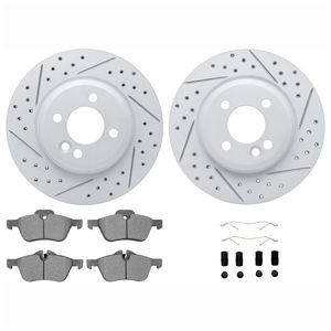 Dynamic Friction 2712-32013 - Front Brake Kit - Geoperformance Coated Drilled and Slotted Brake Rotor and Active Performance 309 Brake Pads