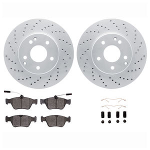 Dynamic Friction 2712-63032 - Front Brake Kit - Drilled Coated Carbon Alloy Brake Rotor and Active Performance 309 Brake Pads