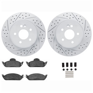 Dynamic Friction 2712-63050 - Front Brake Kit - Geoperformance Coated Drilled and Slotted Brake Rotor and Active Performance 309 Brake Pads